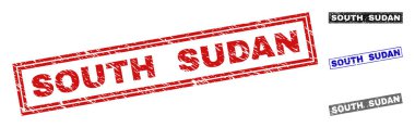 Grunge Güney Sudan dikdörtgen damga mühürler dokulu