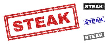 Grunge biftek dikdörtgen damga mühürler dokulu