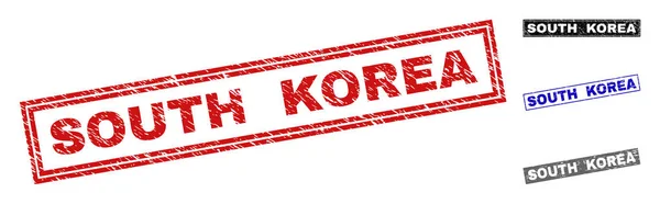 Grunge Zuid-Korea gekrast rechthoek watermerken — Stockvector