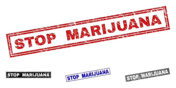 Grunge STOP MARIJUANA Francobolli rettangolo graffiati — Vettoriale Stock