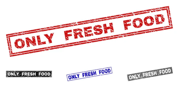 Grunge SOLO FRESH FOOD Rectángulo rayado marcas de agua — Vector de stock