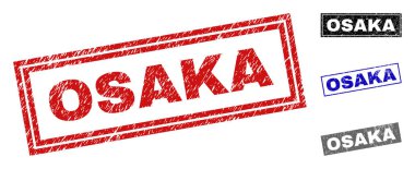Grunge Osaka çizik dikdörtgen damga Seals