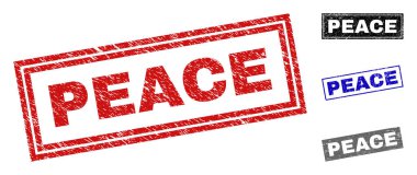 Grunge barış çizik dikdörtgen pullar