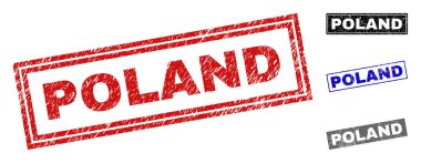 Grunge Polonya çizik dikdörtgen pullar