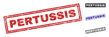 Grunge pertussis çizik dikdörtgen damga Seals