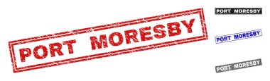 Grunge Port Moresby çizik dikdörtgen damga mühürler