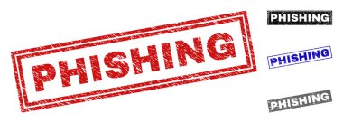 Grunge phishing çizik dikdörtgen damga Seals