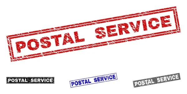 Grunge POSTAL SERVICE Sceaux de timbre rectangulaires rayés — Image vectorielle