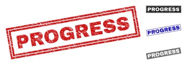 Grunge Progress çizik dikdörtgen damga Seals