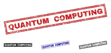 Grunge Quantum Computing çizik dikdörtgen Filigranlar