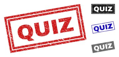 Grunge quiz çizik dikdörtgen damga Seals