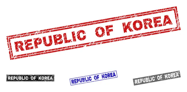 Grunge Republiek Korea gekrast rechthoek watermerken — Stockvector
