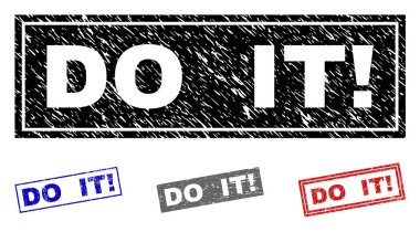 Grunge Do It ünlem dokulu dikdörtgen damga mühürler