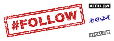 Grunge hashtag çizik dikdörtgen damga mühürler Izleyin