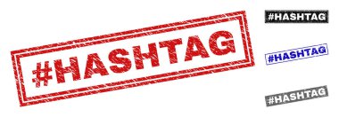 Grunge hashtag hashtag çizik dikdörtgen pullar