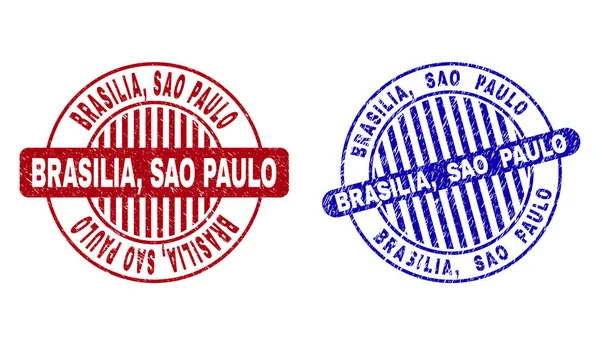 Grunge Brasilia, San Paolo del Brasile graffiato filigrane rotonde — Vettoriale Stock