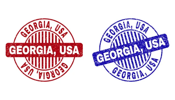 Grunge GEORGIA, USA Textured Round Stamps — Stock Vector