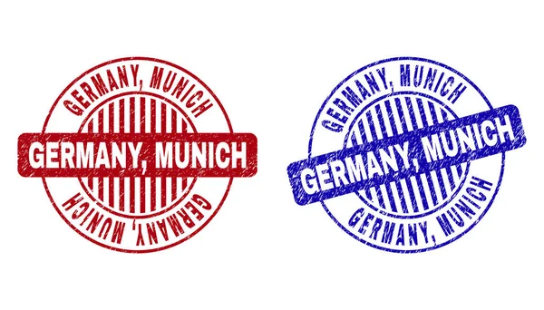 GRunge ALEMANIA, MUNICH Sellos de sellos redondos rayados — Vector de stock