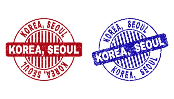 Grunge Korea, Seoul texturou kulatým razítkem těsnění — Stockový vektor