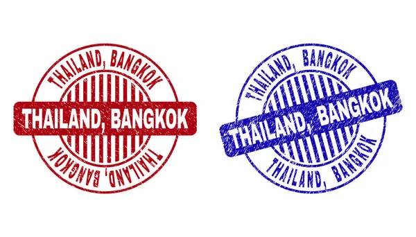 Grunge Thailand, Bangkok zerkratzte runde Stempelsiegel — Stockvektor