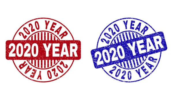 Grunge 2020 ANNO filigrane rotonde graffiate — Vettoriale Stock