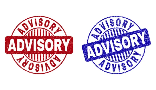 Grunge ADVISORY Scratched Round Stamps — Stock Vector