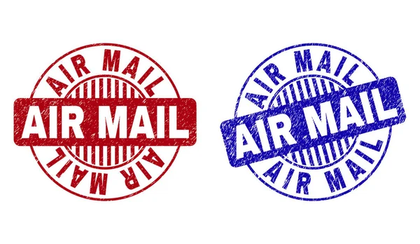 Grunge AIR MAIL Sellos redondos rayados — Vector de stock