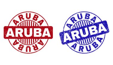 Grunge Aruba yuvarlak damga mühürler dokulu