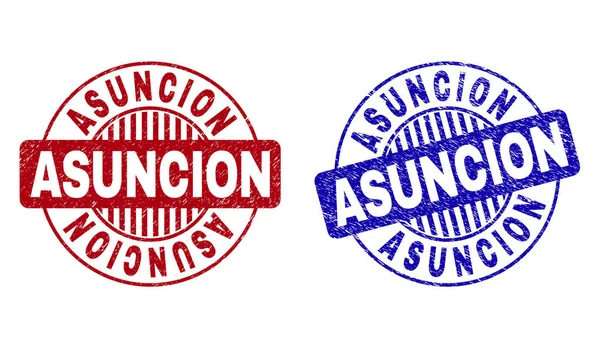 Grunge ASUNCION Sellos redondos texturizados — Archivo Imágenes Vectoriales
