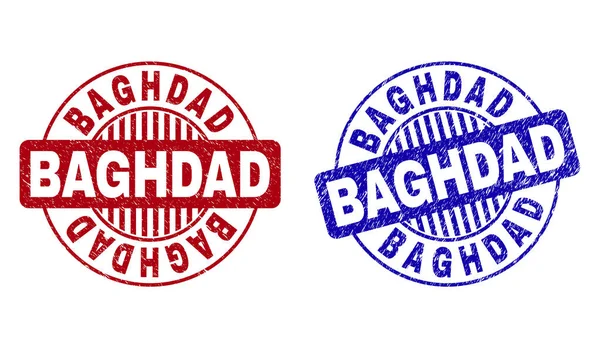 Grunge Baghdad zerkratzte runde Stempelsiegel — Stockvektor