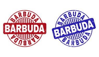 Grunge Barbuda yuvarlak pul çizik