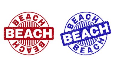 Grunge Beach yuvarlak damga mühürler çizik