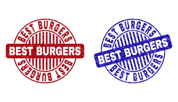 Grunge beste Burger texturierte runde Briefmarken — Stockvektor