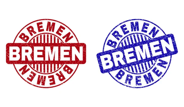 Grunge Bremen zerkratzte runde Briefmarken — Stockvektor