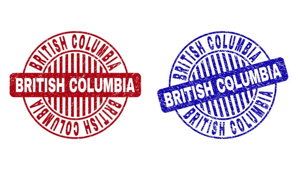 Grunge BRITISH COLUMBIA Selos redondos riscados — Vetor de Stock