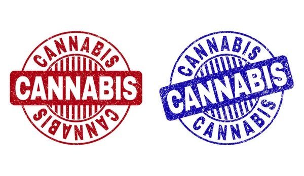 Grunge Cannabis texturierte runde Stempelsiegel — Stockvektor