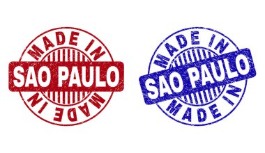Grunge yapılan Sao Paulo dokulu yuvarlak pullar