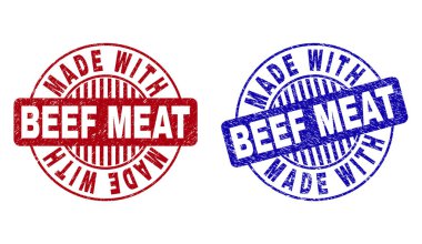 Grunge Beef et çizilmiş yuvarlak filigranlar Ile Made