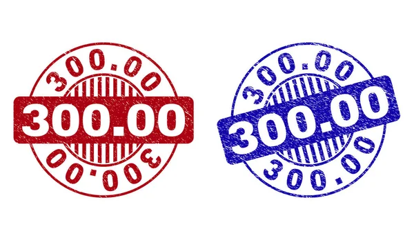 Grunge 300,00 Sigilli per francobolli rotondi strutturati — Vettoriale Stock