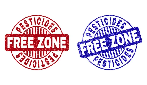 Grunge PESTICIDES ZONE GRATUITE Grattés filigranes ronds — Image vectorielle