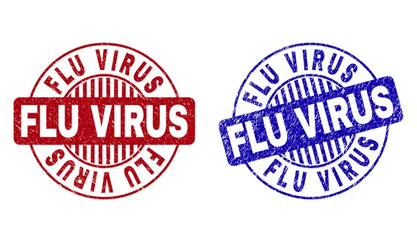 Grunge-Grippevirus zerkratzt runde Stempelsiegel — Stockvektor