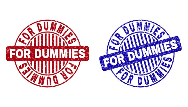 Grunge FOR DUMMIES Sellos de sello redondos texturizados — Vector de stock