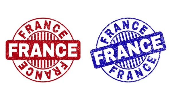 Grunge FRANÇA texturizado selos de selo redondo — Vetor de Stock