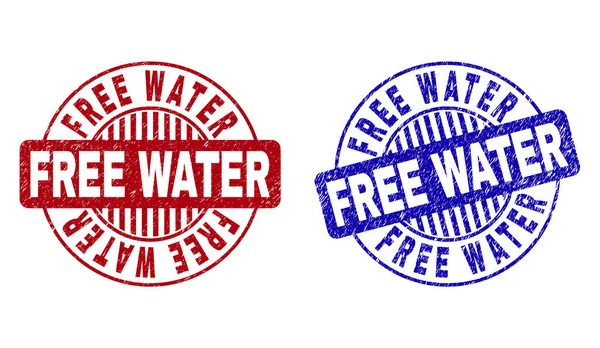Freies Wasser Grunge texturiert Runde Briefmarken — Stockvektor
