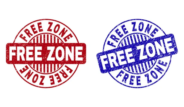 Grunge FREE ZONE Sceaux ronds texturés — Image vectorielle