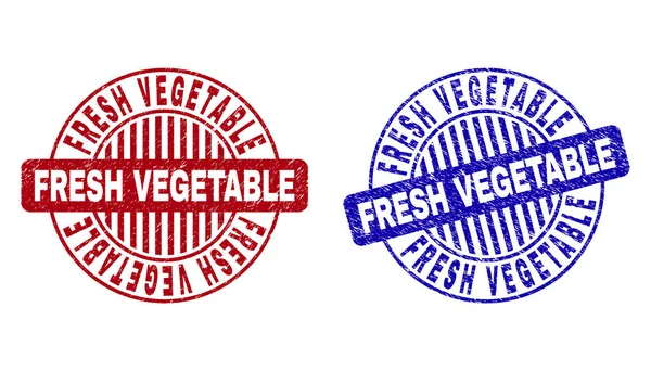Φρέσκα λαχανικά grunge υφής γύρο γραμματόσημα — Διανυσματικό Αρχείο