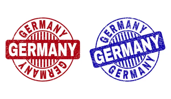 Grunge deutschland zerkratzte runde Briefmarken — Stockvektor