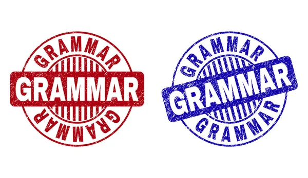 Grunge gramatiky se poškrábal na kulaté známky — Stockový vektor