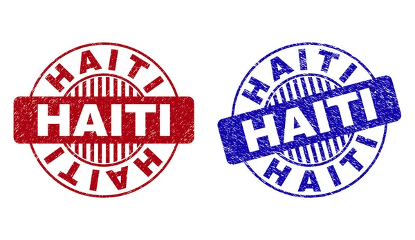 Grunge HAITI Sellos redondos rayados — Vector de stock