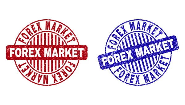 Selos redondos texturizados Grunge FOREX MARKET — Vetor de Stock
